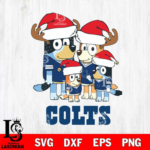 Indianapolis Colts Christmas Bluey Santa Family Svg Eps Dxf Png File,Cut Svg Files, Digital File, Sublimation
