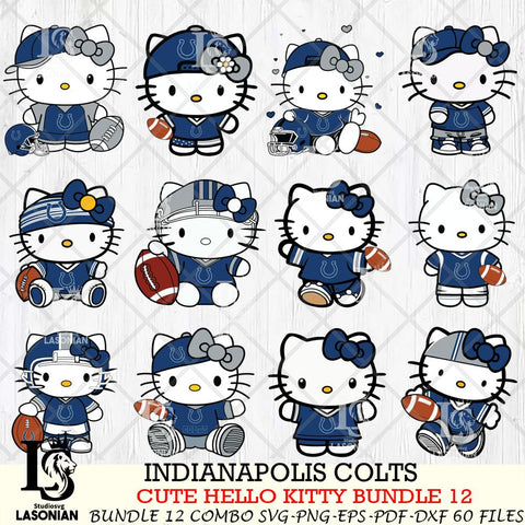 Indianapolis Colts Cute Hello Kitty NFL Bundle 12 SVG Svg Eps Dxf Png File, NFL svg, Digital Download, Instant Download