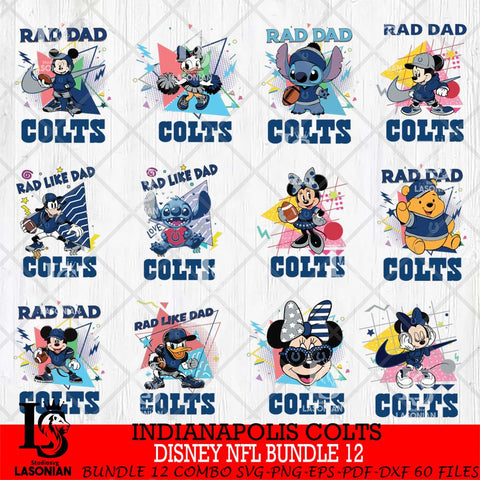 Indianapolis Colts Disney Rad Dad NFL Bundle 12 SVG DXF EPS PNG FILE, Father day File Cut,Digital Download,Instant Download,Disney Svg Files