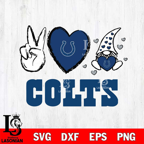 Indianapolis Colts Gnomes Peace & Love Svg Eps Dxf Png File, Digital Download, Instant Download