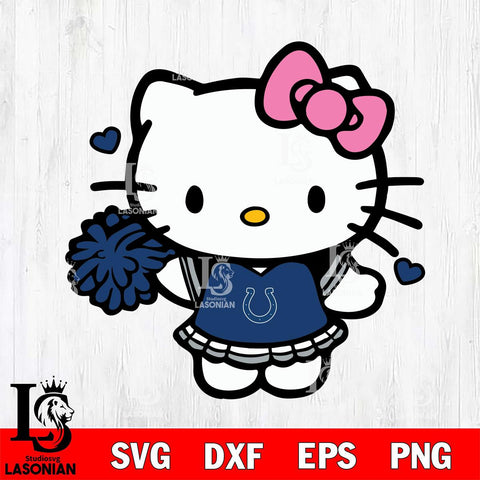 Indianapolis Colts Hello Kitty Cheerleader 6 Svg Eps Dxf Png File, Digital Download, Instant Download