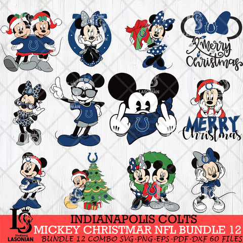 Indianapolis Colts MICKEY CHRISTMAS NFL Bundle 12 Svg Eps Dxf Png File, Digital Download, Instant Download