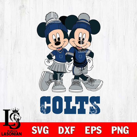 Indianapolis Colts Mickey And Minnie Mouse Football Svg Eps Dxf Png File, Bundle NFl svg , File Cut , Digital Download , Instant Download, Laser Cut Svg Files