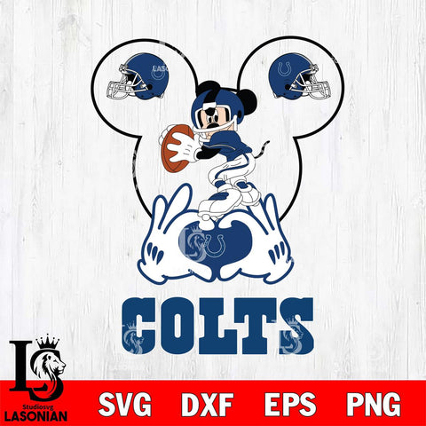 Indianapolis Colts Mickey Heart Rugby Svg Eps Dxf Png File, Digital Download ,Instant Download, Cricut File