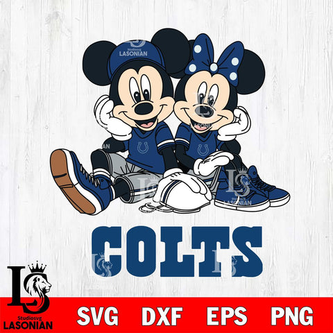 Indianapolis Colts Mickey Minnie Mouse Football Sit Svg Eps Dxf Png File, Bundle NFl svg , File Cut , Digital Download , Instant Download, Laser Cut Svg Files