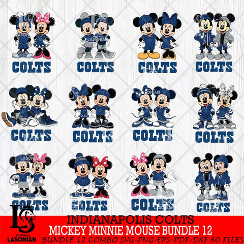 Indianapolis Colts Mickey Minnie Mouse NFL Bundle 12 Svg Eps Dxf Png File, Bundle NFl svg , File Cut , Digital Download , Instant Download, Laser Cut Svg Files