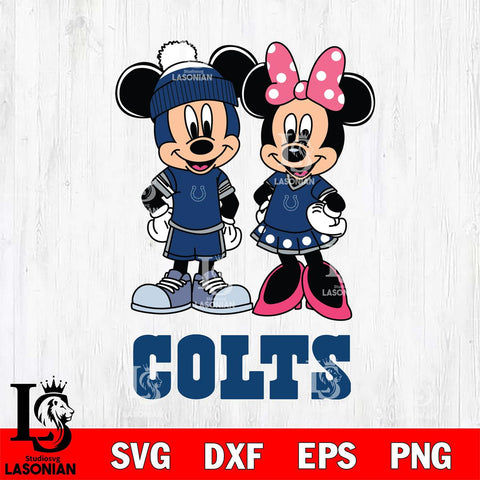 Indianapolis Colts Mickey Minnie Mouse Pink Svg Eps Dxf Png File, Bundle NFl svg , File Cut , Digital Download , Instant Download, Laser Cut Svg Files