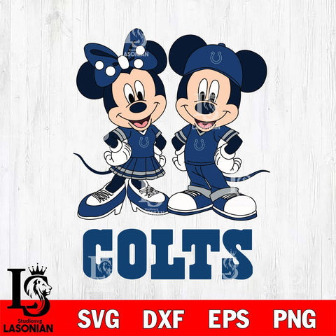 Indianapolis Colts Mickey Minnie Mouse rugby ball Svg Eps Dxf Png File, Bundle NFl svg , File Cut , Digital Download , Instant Download, Laser Cut Svg Files