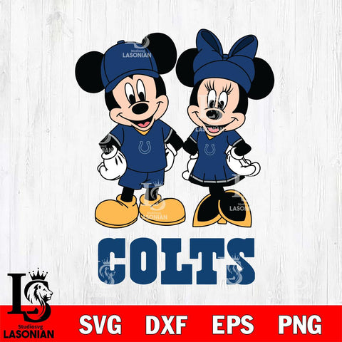 Indianapolis Colts Mickey Minnie Rugby Svg Eps Dxf Png File, Bundle NFl svg , File Cut , Digital Download , Instant Download, Laser Cut Svg Files