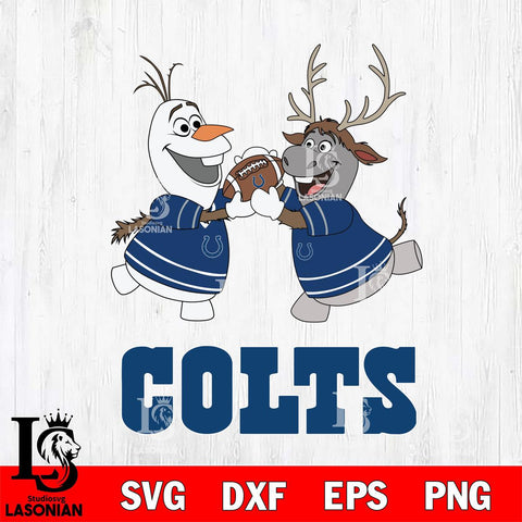Indianapolis Colts Olaf & Sven Football Cricut,Christmas SVG DXF EPS PNG FILE, Digital Download,Instant Download, Silhouette