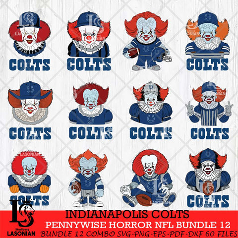 Indianapolis Colts Pennywise Horror NFL Bundle 12 SVG Eps Dxf Png File, NFL svg, Digital Download, Instant Download