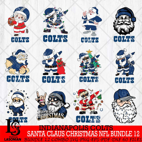 Indianapolis Colts Satan Claus Christmas NFL Bundle 12 Svg Eps Dxf Png File,NFL Svg Files,Digital Download,Sublimation,Instant Download