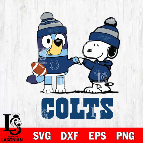 Indianapolis Colts Snoopy & Bluey Football Svg Eps Dxf Png File,NFL Svg Files,Christmas svg ,Digital Download ,Instant Download