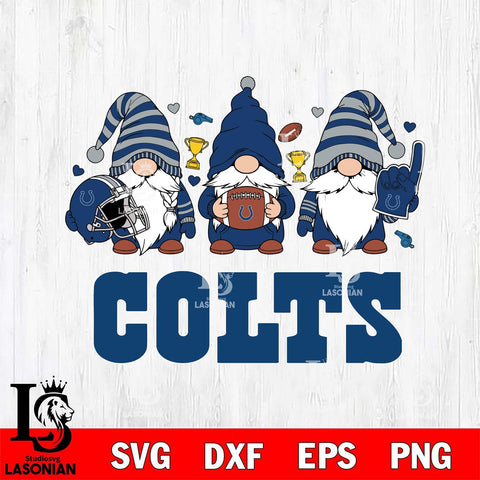 Indianapolis Colts Three Gnome File Cut, NFL SVG, Digital Download , CHRISTMAS Criucut , Silhouette