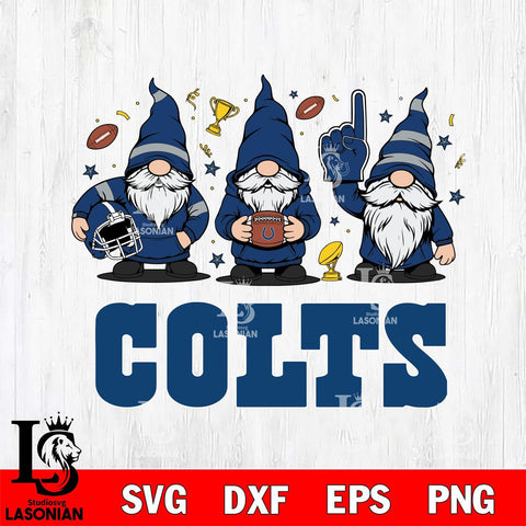 Indianapolis Colts Three Gnome FAN File Cut, NFL SVG, Digital Download , CHRISTMAS Criucut , Silhouette