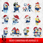 Indianapolis Colts  Bluey Christmas NFL Bundle 12 SVG Svg Eps Dxf Png File, Digital Download, Instant Download