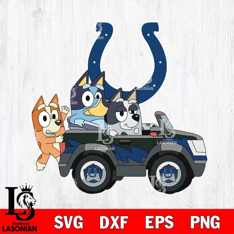 Indianapolis Colts bluey friends car Svg Eps Dxf Png File, Digital Download, Instant Download