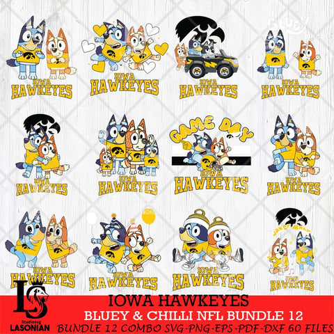Iowa Hawkeyes Bluey & Bingo Bundle 12 SVG Svg Eps Dxf Png File, Bundle NCAA svg, Digital Download, Instant Download