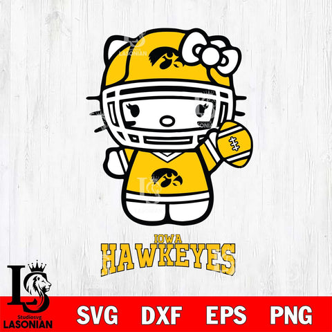 Iowa Hawkeyes Hello Kitty NCAA 1 Svg Eps Dxf Png File, Digital Download, Instant Download