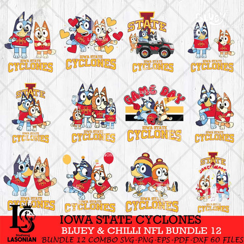 Iowa State Cyclones Bluey & Bingo Bundle 12 SVG Svg Eps Dxf Png File, Bundle NCAA svg, Digital Download, Instant Download