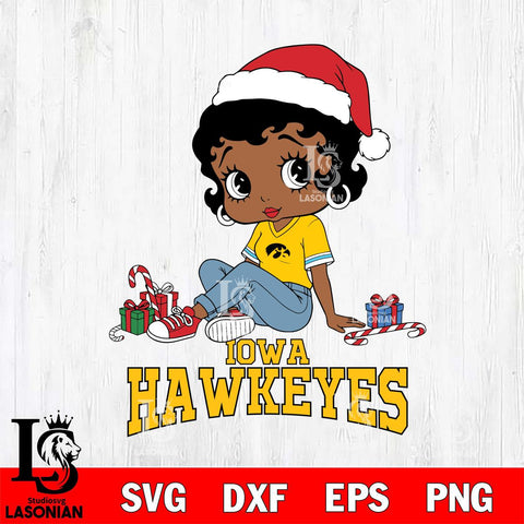 Iowa Hawkeyes Betty Boop Christmas File Cut, NCAA SVG DXF EPS PNG PDF File, Digital Download , Criucut , Silhouette