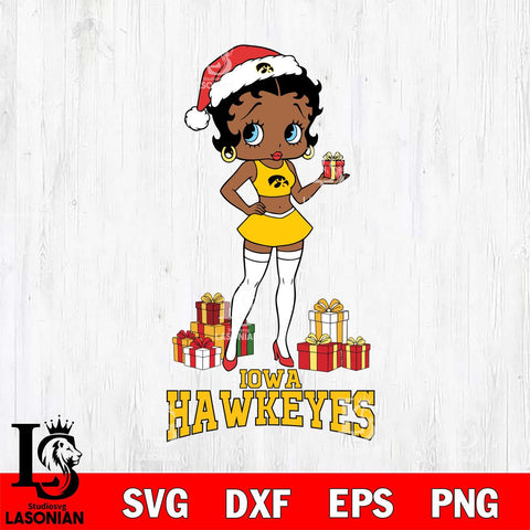 Iowa Hawkeyes Betty Boop Christmas Gift File Cut, NCAA SVG DXF EPS PNG PDF File, Digital Download , Criucut , Silhouette