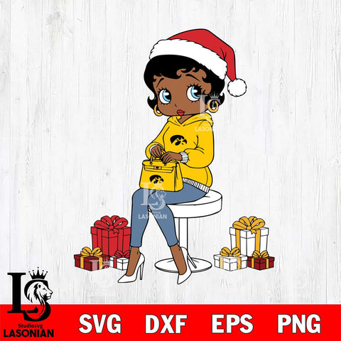 Iowa Hawkeyes Betty Boop Sit Christmas File Cut, NCAA SVG DXF EPS PNG PDF File, Digital Download , Criucut , Silhouette