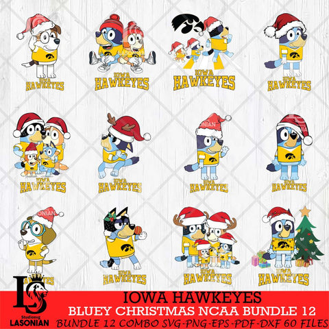 Iowa Hawkeyes Bluey Christmas NCAA Bundle 12 Cricut File Cut Files , Bluey Cricut , Christmas Svg , Bluey svg , Digital Download, dxf eps png pdf file