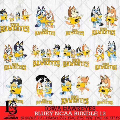Iowa Hawkeyes Bluey Dace Mode NCAA Bundle 12 SVG Eps Dxf Png File, Digital Download, Instant Download