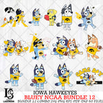 Iowa Hawkeyes Bluey NCAA Bundle 12 Svg Eps Dxf Png File, Digital Download, Instant Download