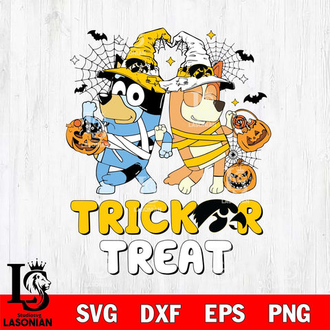 Iowa Hawkeyes Bluey Trick or Treat Halloween 2 Svg Eps Dxf Png File, Digital Download, Instant Download