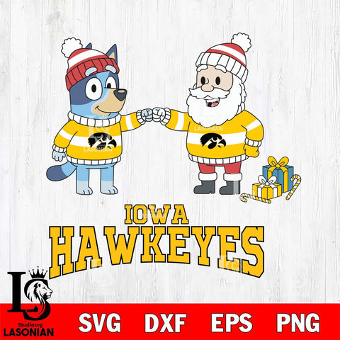 Iowa Hawkeyes Bluey With Satan Christmas File Cut, NCAA SVG DXF EPS PNG FILE, Digital Download,Instant Download, Silhouette