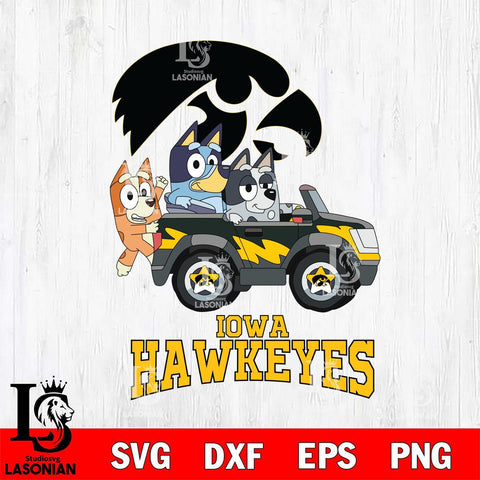 Iowa Hawkeyes Bluey friends car Svg Eps Dxf Png File, NCAA svg, Digital Download, Instant Download