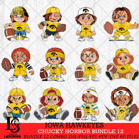 Iowa Hawkeyes Chucky Horror Bundle 12 SVG Eps Dxf Png File, Bundle NCAA svg, Digital Download, Instant Download