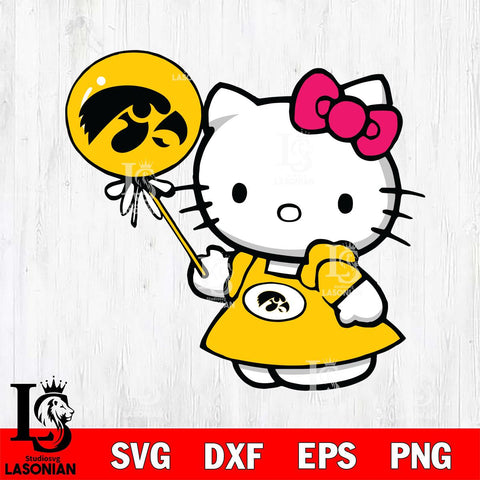 Iowa Hawkeyes Cute Hello Kitty 2 Svg Eps Dxf Png File, Digital Download, Instant Download