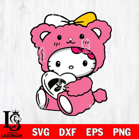 Iowa Hawkeyes Cute Hello Kitty 3 Svg Eps Dxf Png File, Digital Download, Instant Download