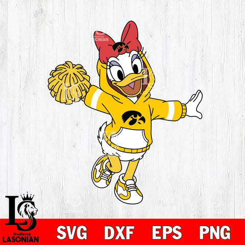 Iowa Hawkeyes Daisy Duck Cheerleader Christmas File Cut, NCAA SVG DXF EPS PNG FILE, Digital Download , Criucut , Silhouette