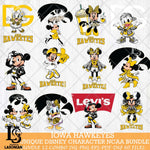 Iowa Hawkeyes Disney character NCAA Bundle 12 Svg Eps Dxf Png File, Digital Download, Instant Download