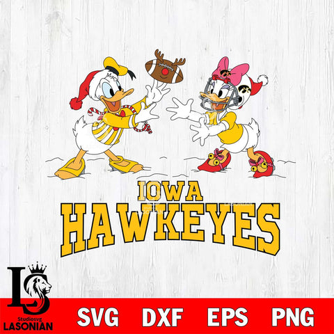 Iowa Hawkeyes Donald Duck & Daisy Duck Football Cricut,Christmas SVG DXF EPS PNG FILE, NCAA Digital Download,Instant Download, Silhouette