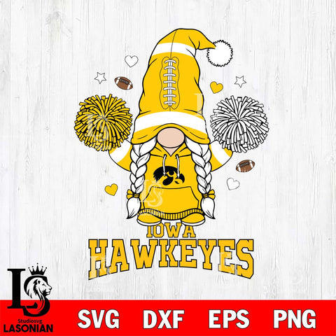 Iowa Hawkeyes Gnome cheerleader File Cut, NCAA SVG, Digital Download , Criucut , Silhouette
