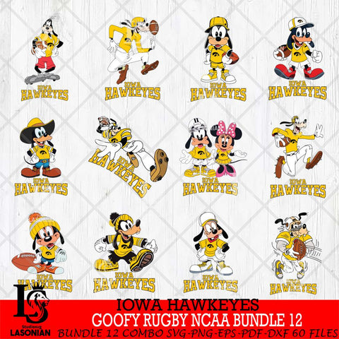 Iowa Hawkeyes Goofy Rugby Disney NCAA Bundle 12 SVG DXF EPS PNG FILE,NCAA bundle svg ,Football Digital Download,Instant Download, Silhouette
