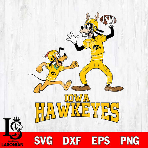 Iowa Hawkeyes Goofy & Pluto Football Cricut,Christmas SVG DXF EPS PNG FILE, NCAA Digital Download,Instant Download, Silhouette