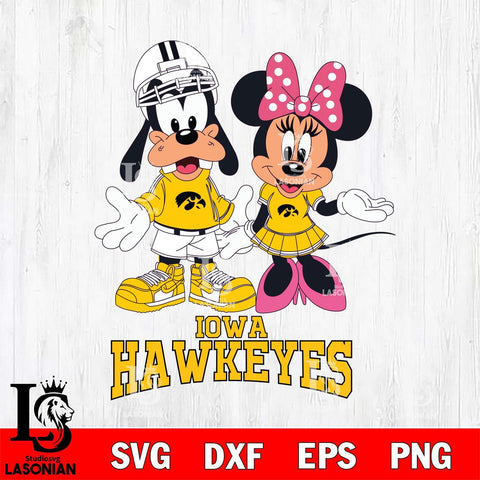 Iowa Hawkeyes Goofy and Minnie mouse Football SVG DXF EPS PNG FILE,NCAA svg ,Football Digital Download,Instant Download, Silhouette