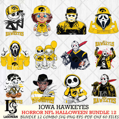 Iowa Hawkeyes Halloween Bundle 12 SVG Svg Eps Dxf Png File, NCAA bundle svg, Digital Download, Instant Download