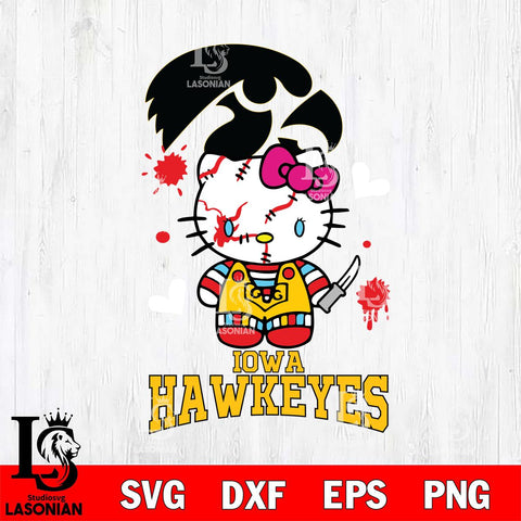 Iowa Hawkeyes Hello Kitty Horror 2 Svg Eps Dxf Png File, Digital Download