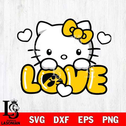 Iowa Hawkeyes Hello Kitty Love Svg Eps Dxf Png File, Digital Download, Instant Download