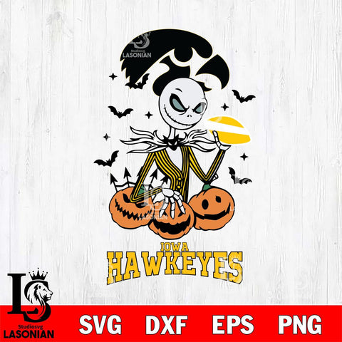 Iowa Hawkeyes Jack Skellington 2 halloween Svg Eps Dxf Png File, NCAA svg, Digital Download, Instant Download