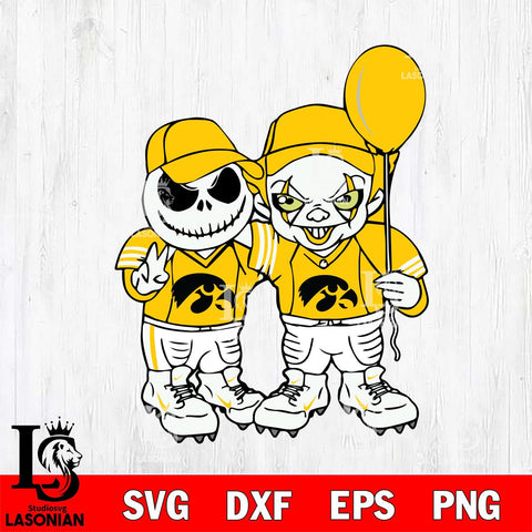 Iowa Hawkeyes Jack Skellington And Pennywise Football Svg Eps Dxf Png File, NCAA svg, Digital Download, Instant Download