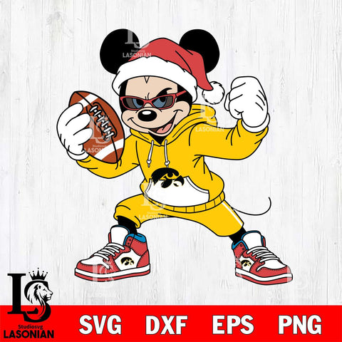 Iowa Hawkeyes Mickey Cool Football Christmas File Cut, NCAA SVG DXF EPS PNG FILE, Digital Download , Criucut , Silhouette
