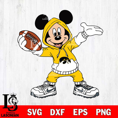 Iowa Hawkeyes Mickey Disney Football Christmas File Cut, NCAA SVG DXF EPS PNG FILE, Digital Download , Criucut , Silhouette